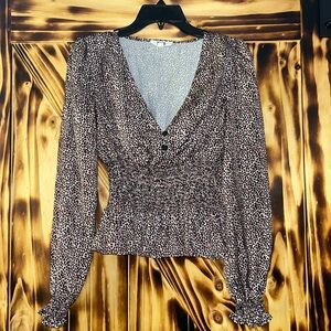 Steve Madden Animal Print Smocked Blouse
